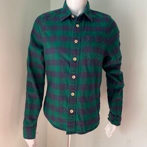 ABERCROMBIE & FITCH youth size X Large Green Flannel Long Sleeved Button Down
